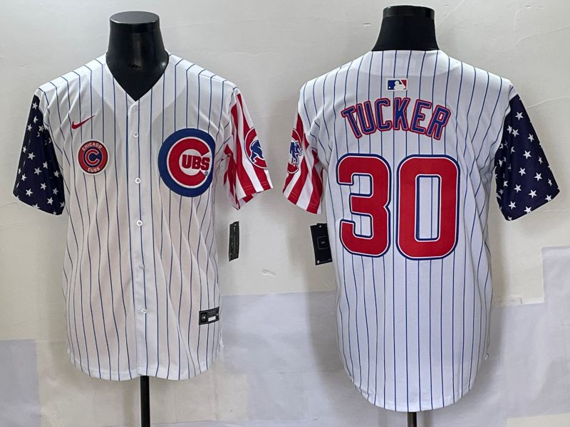 Men 2025 Chicago Cubs #30 Tucker White Stripe a generation of national flags Joint Name Nike MLB Jersey style 6->chicago cubs->MLB Jersey
